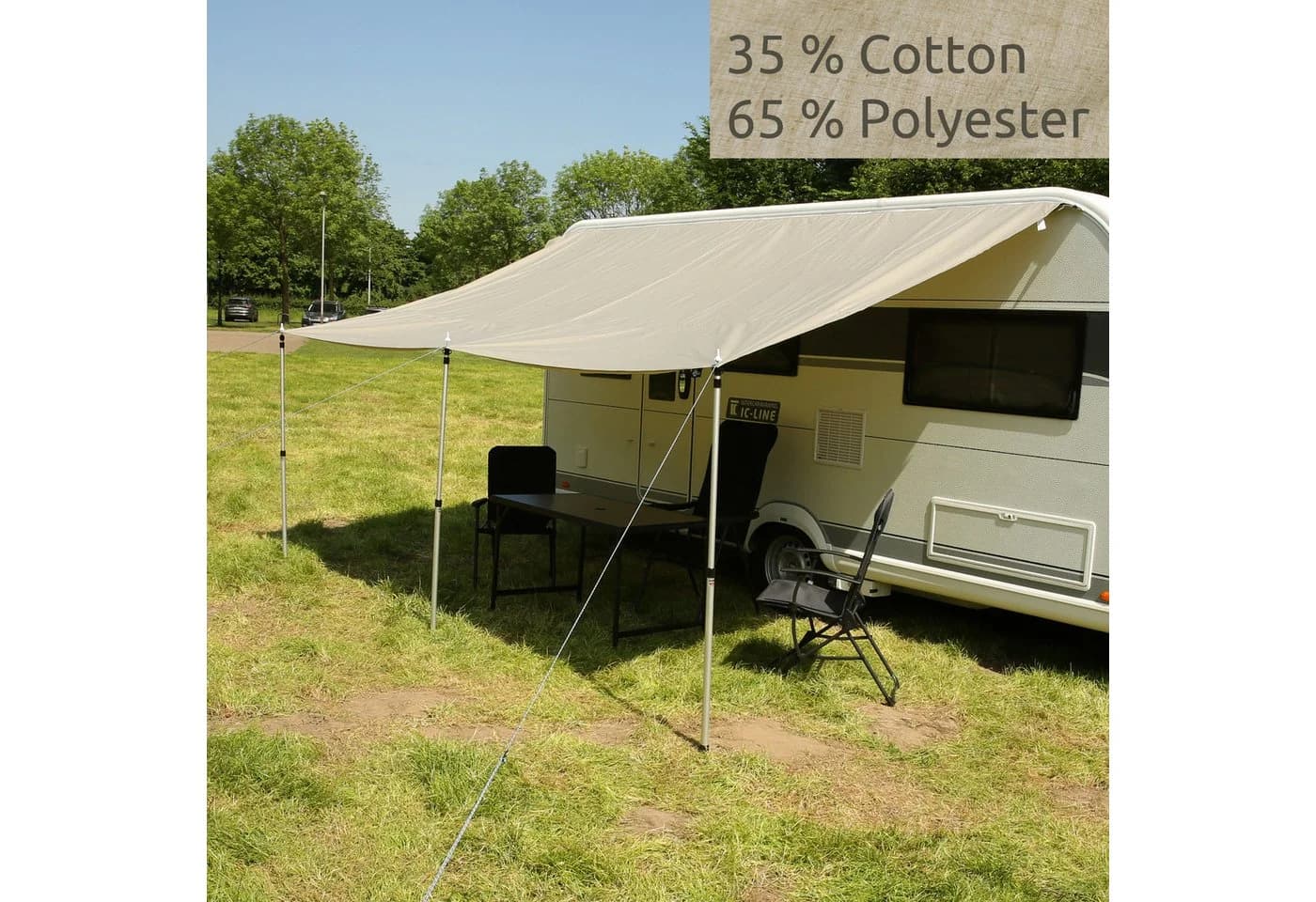 yourGEAR Caravan Tarp Sonnensegel Beige/Grau mit Teleskopstangen - Bild 3