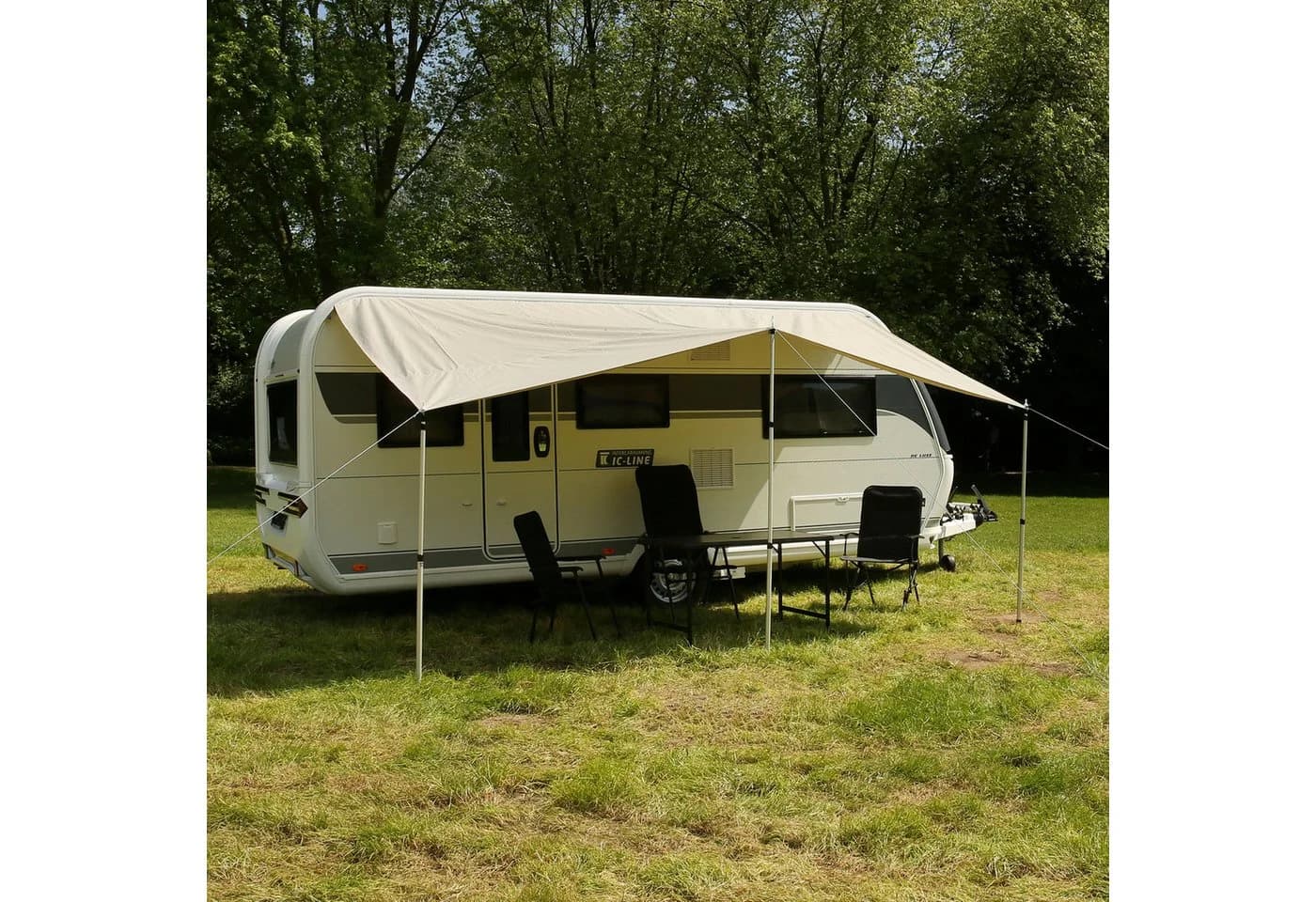 yourGEAR Caravan Tarp Sonnensegel Beige/Grau mit Teleskopstangen - Bild 5