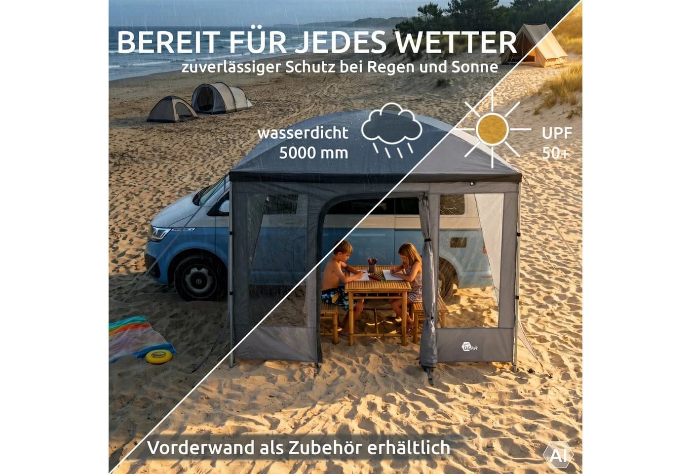 yourGEAR Sonnensegel Parasol Sonnendach Bulli Multivan Wohnmobil 2 Seitenwände - Bild 3