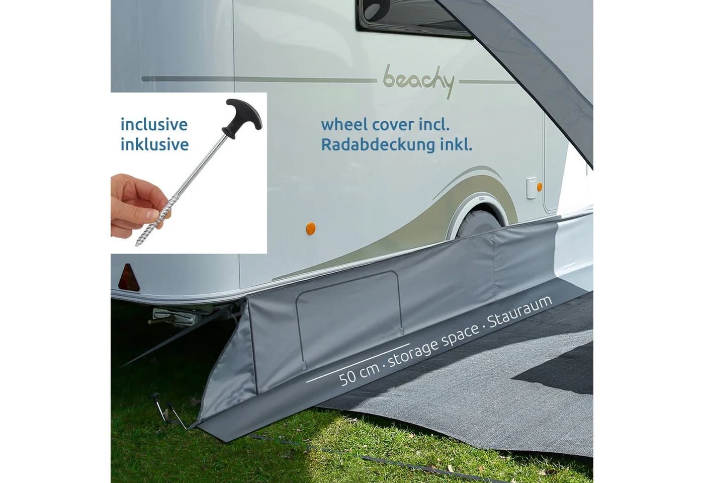 yourGEAR Bodenschürze Brela grau für Hobby Beachy 450 - Bild 3