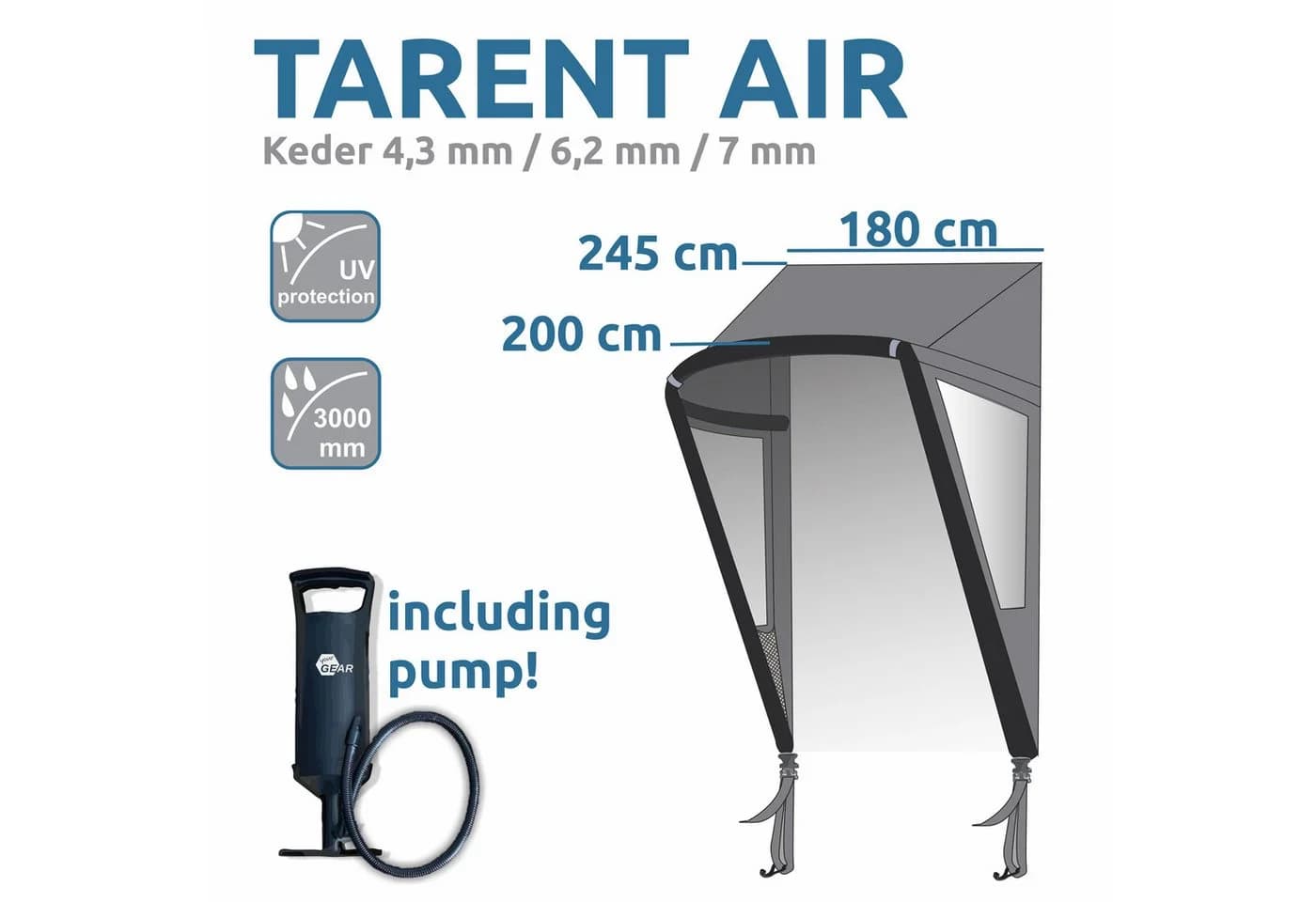 yourGEAR Vorzelt Tarent 180 Air Vordach für Wohnmobile und Wohnwagen