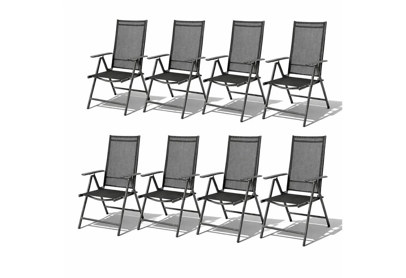 Mojawo 8er Set Klappstuhl Aluminium Textilene Anthrazit 7-fach verstellbar - Bild 2
