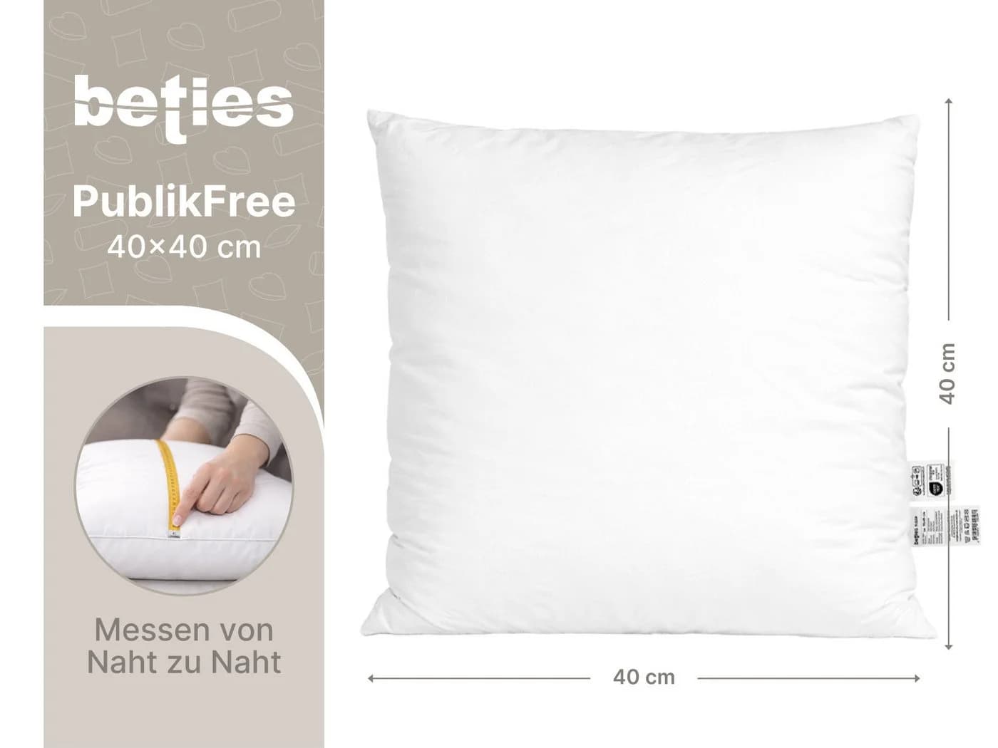 beties Kunstfaserkopfkissen PublikFree, Füllung: 100% Polyester Faserbällchen, Bezug: Baumwolle, Seitenschläfer, Rückenschläfer, Bauchschläfer - Bild 3