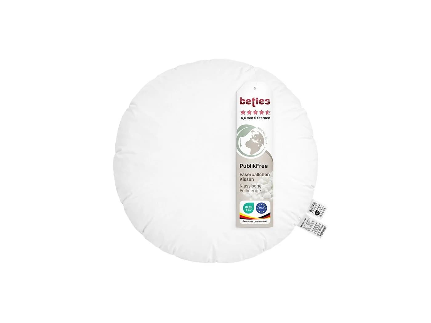 beties Sofakissen PublikFree Weiß Rund 40 cm Weiche Füllung - Bild 2