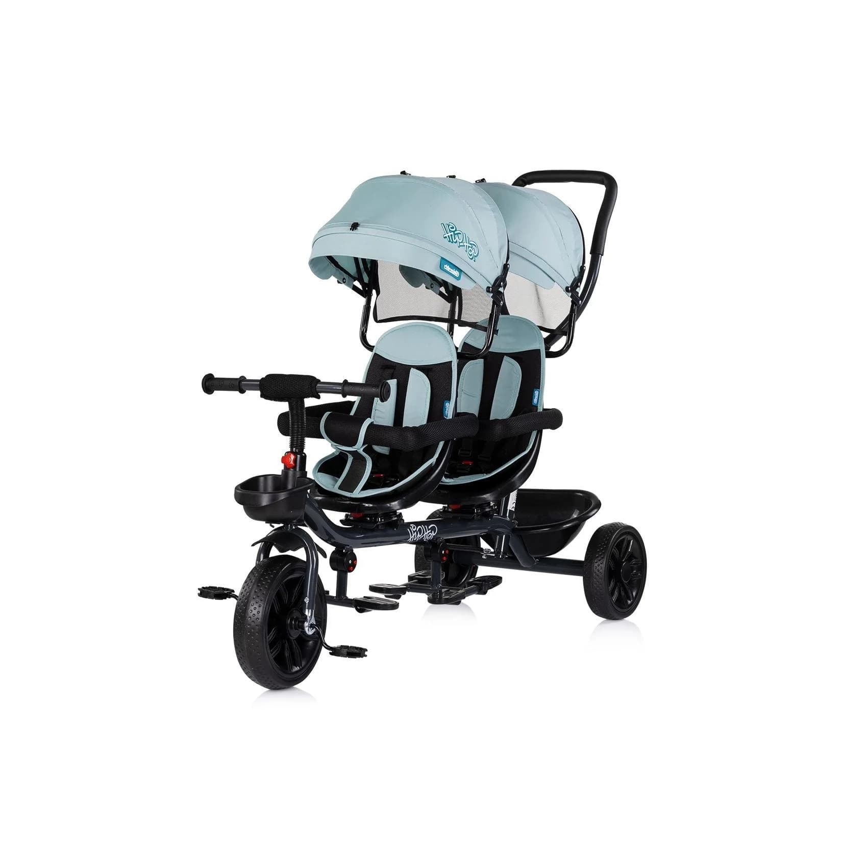 Babyshoppen Geschwisterdreirad Hip Hop mit Schiebegriff und 360° Sitzen