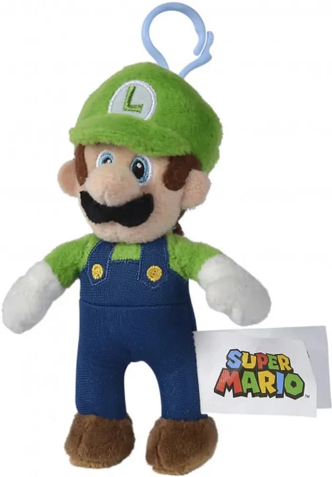 Super Mario Luigi Plüsch Schlüsselanhänger 15 cm mit Karabiner