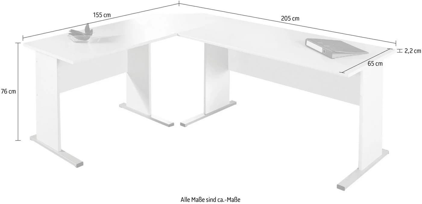 SCHILDMEYER Eckschreibtisch Serie 200 Weiß Silber Kufengestell - Bild 3