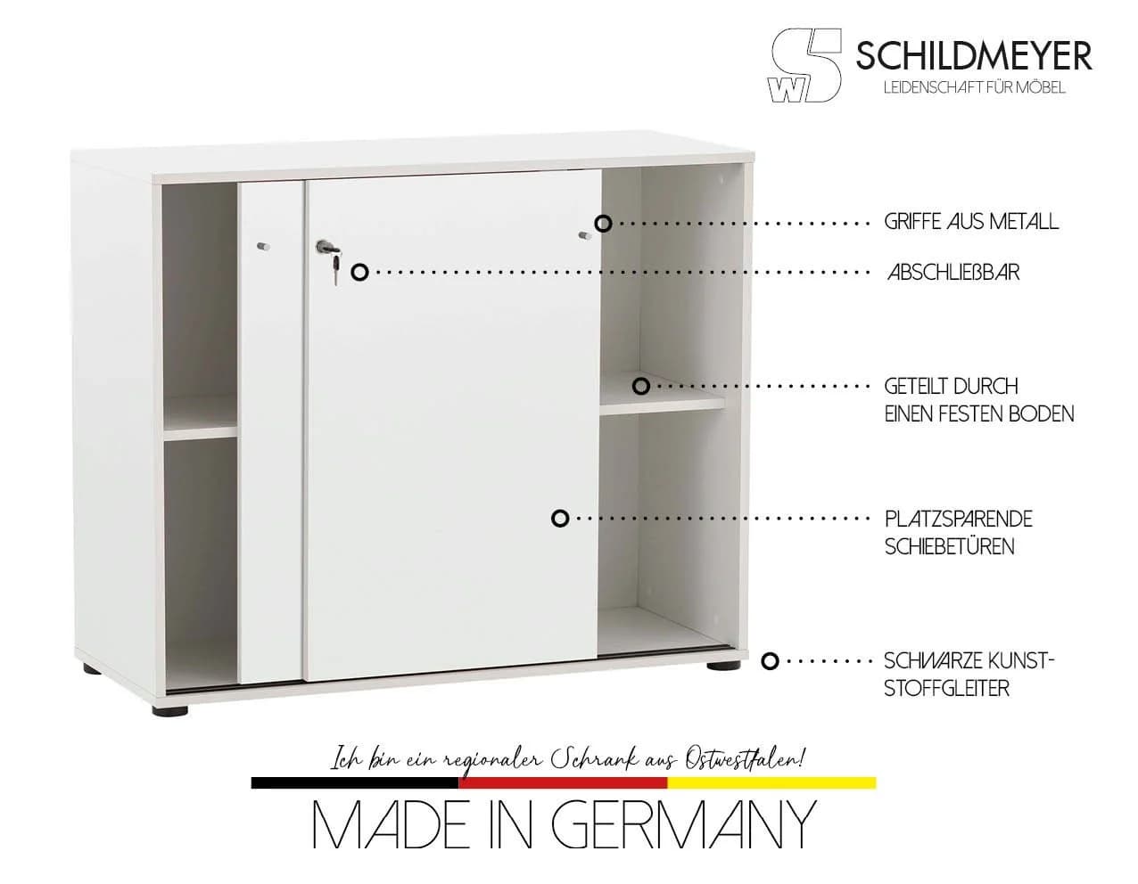 SCHILDMEYER Aktenschrank Serie 400 Weiß mit Schiebetüren - Bild 3