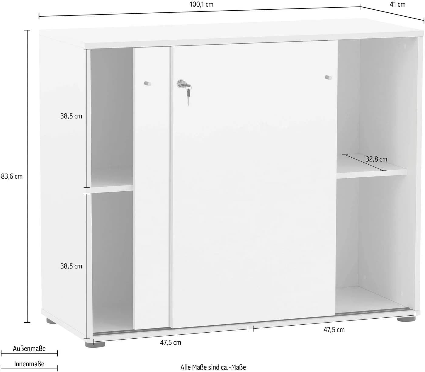 SCHILDMEYER Aktenschrank Serie 400 Weiß mit Schiebetüren - Bild 4