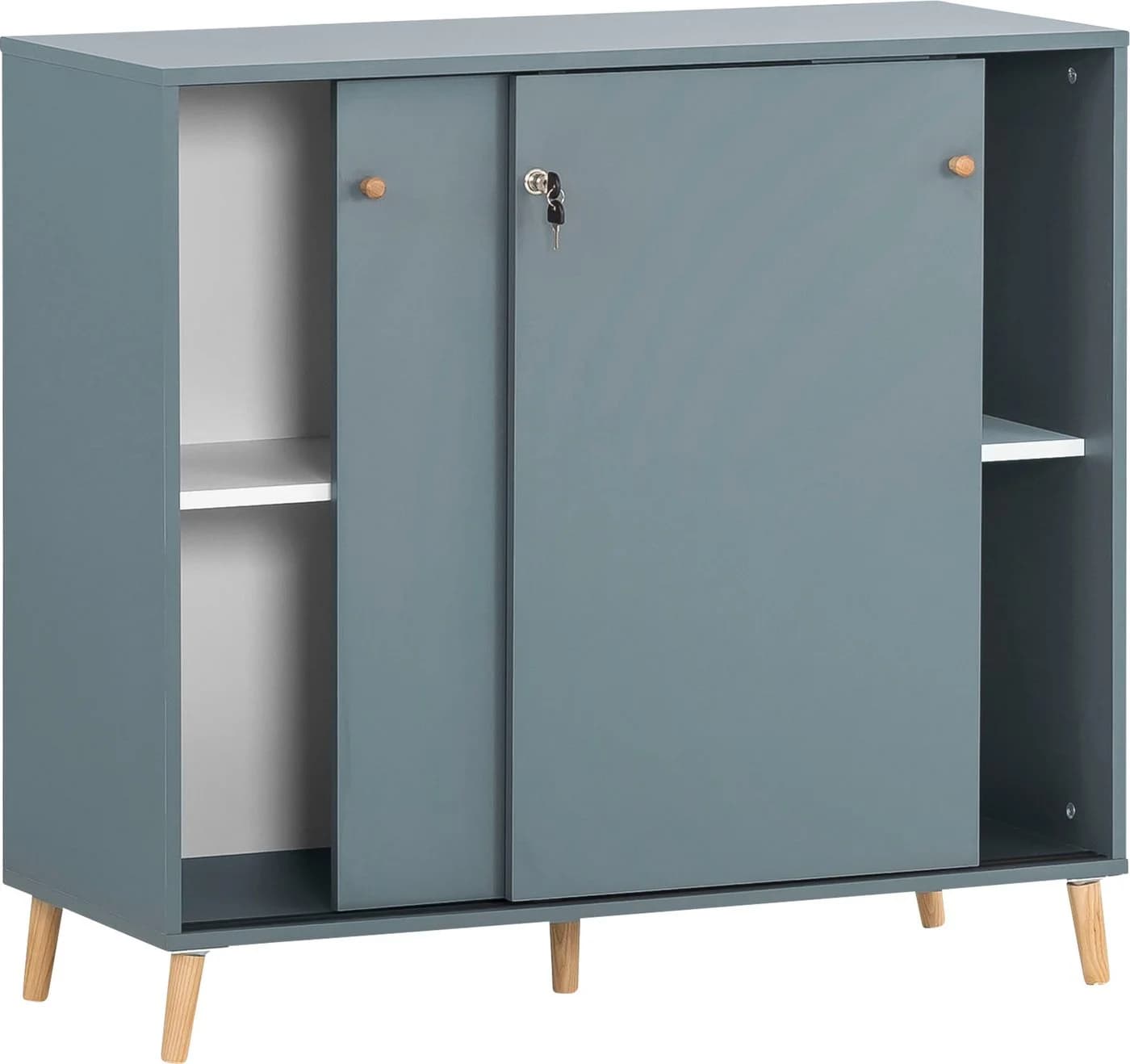 SCHILDMEYER Aktenschrank Serie 500 Fjord Blau mit Schiebetüren - Bild 4