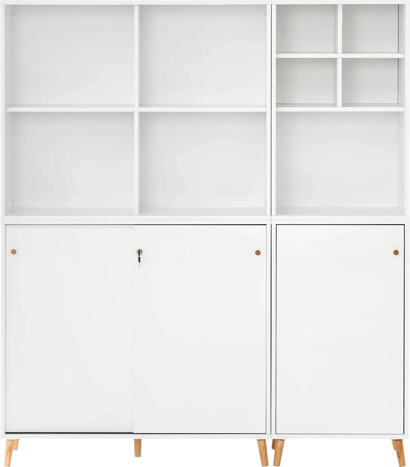 Büromöbel-Set SCHILDMEYER Serie 500 Weiß Holzwerkstoff 2 Regale 2 Schränke - Bild 2