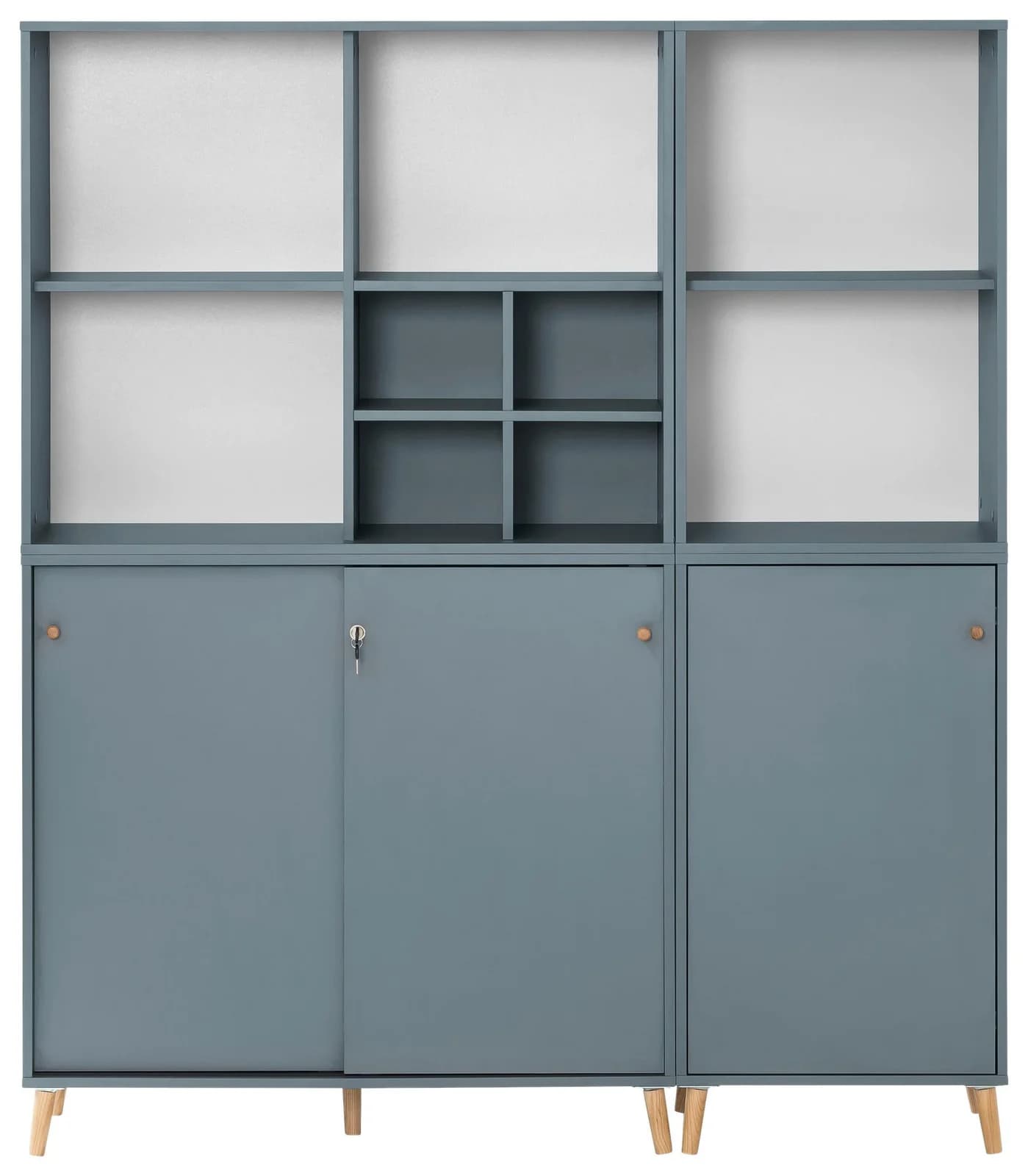 Büromöbel-Set SCHILDMEYER Serie 500 Blau Holzwerkstoff 2 Regale 2 Schränke