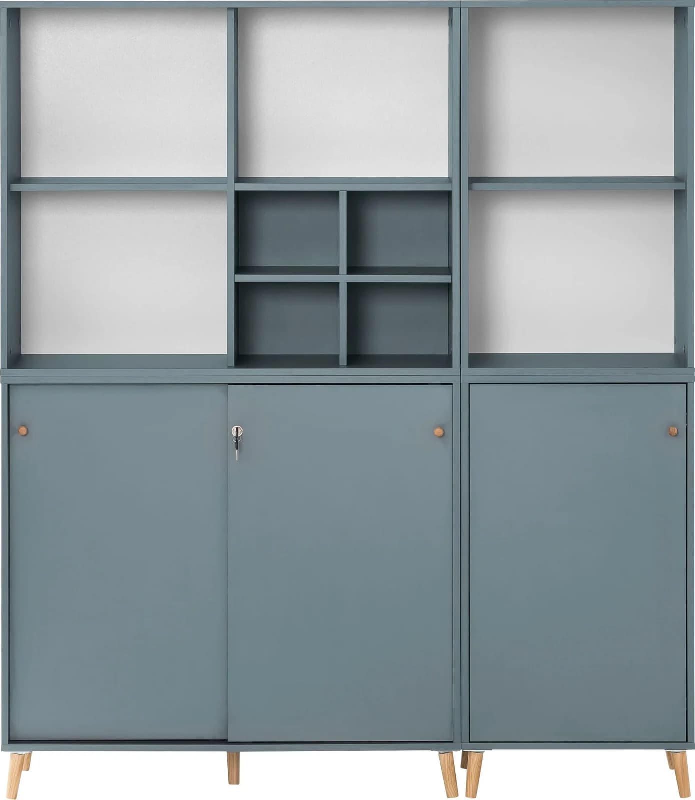 Büromöbel-Set SCHILDMEYER Serie 500 Blau Holzwerkstoff 2 Regale 2 Schränke - Bild 2
