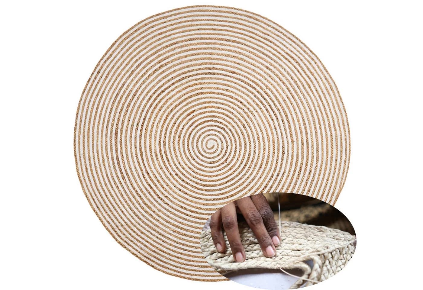 Runder Jute-Teppich Rocio 150cm Natur Handarbeit - Bild 2