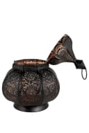 Marrakesch Orient & Mediterran Interior Teelichthalter Schwarz Metall Handarbeit Bild 3