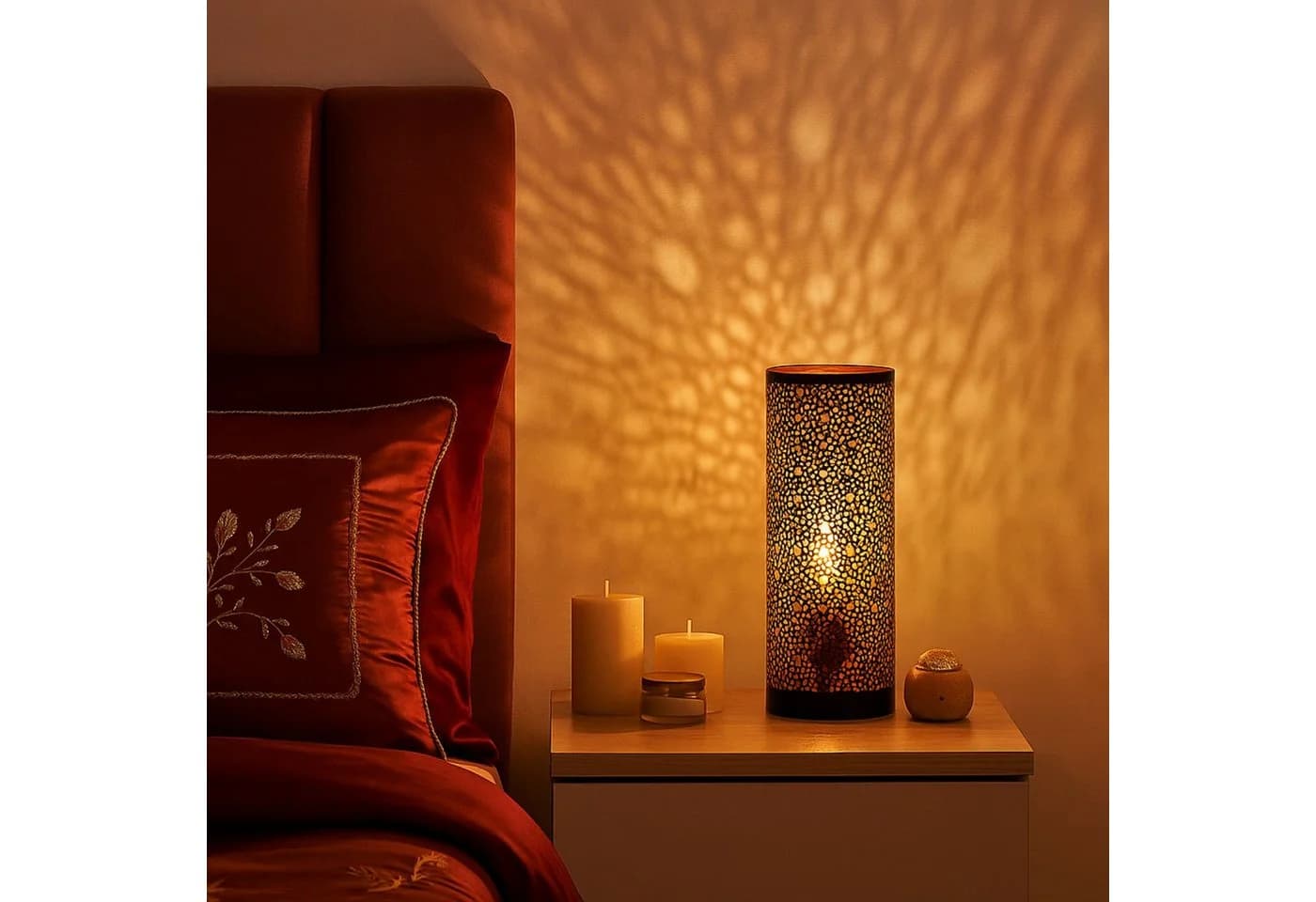 Marrakesch Orient & Mediterran Interior Nachttischlampe Naziha Schwarz-Gold - Bild 3