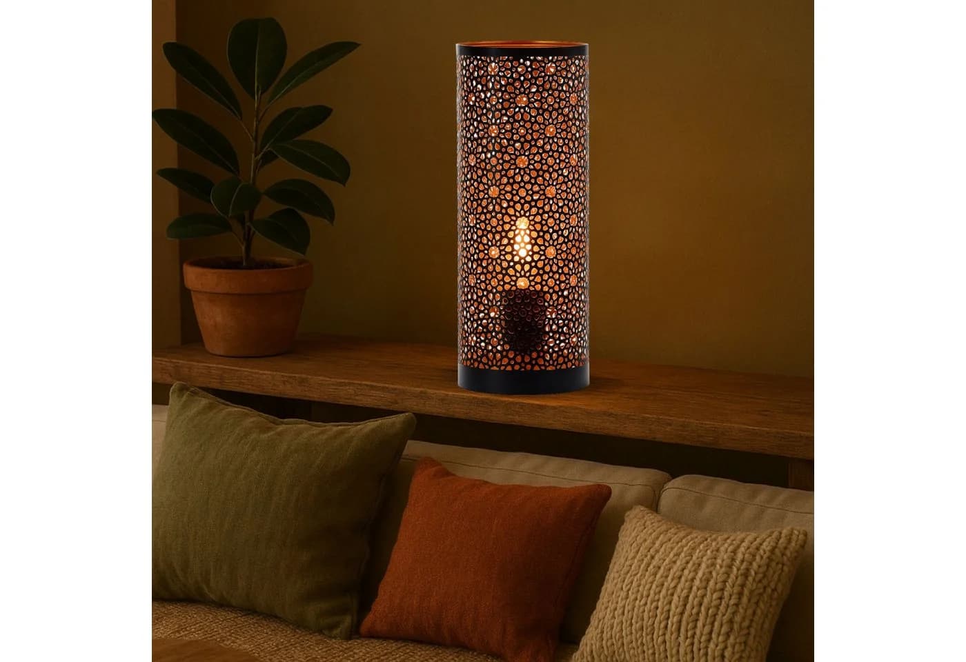 Marrakesch Orient & Mediterran Interior Nachttischlampe Naziha Schwarz-Gold - Bild 4