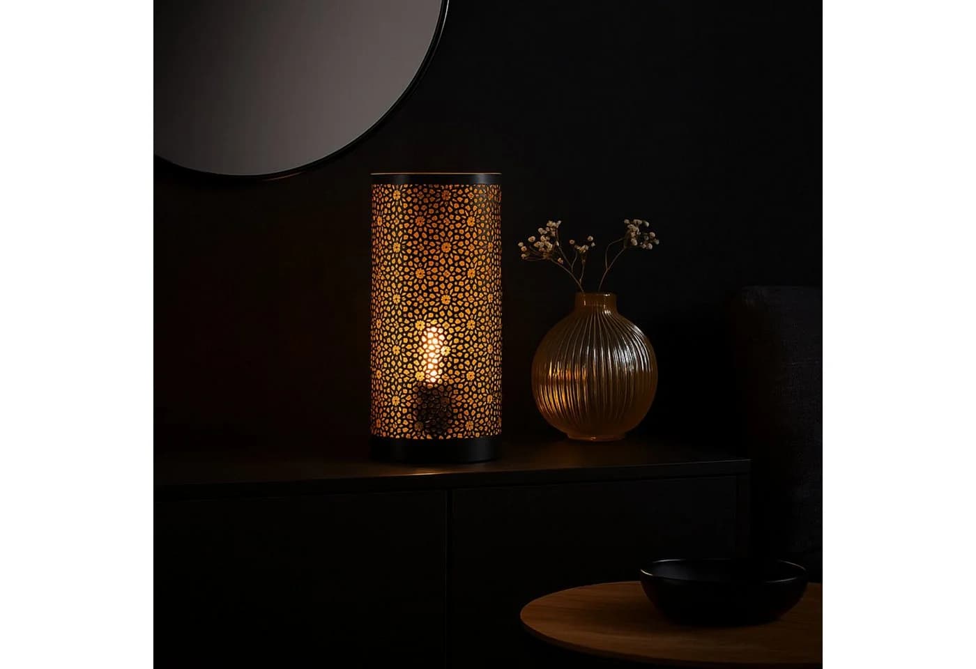 Marrakesch Orient & Mediterran Interior Nachttischlampe Naziha Schwarz-Gold - Bild 5