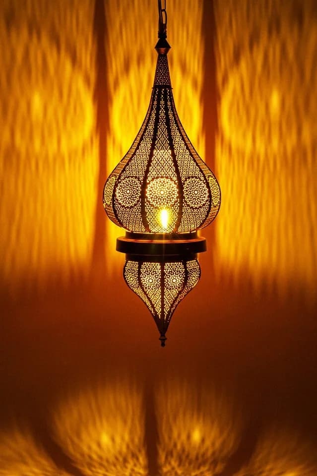 Marrakesch Orient & Mediterran Interior Pendelleuchte Fayna Gold, ohne Leuchtmittel, Handarbeit