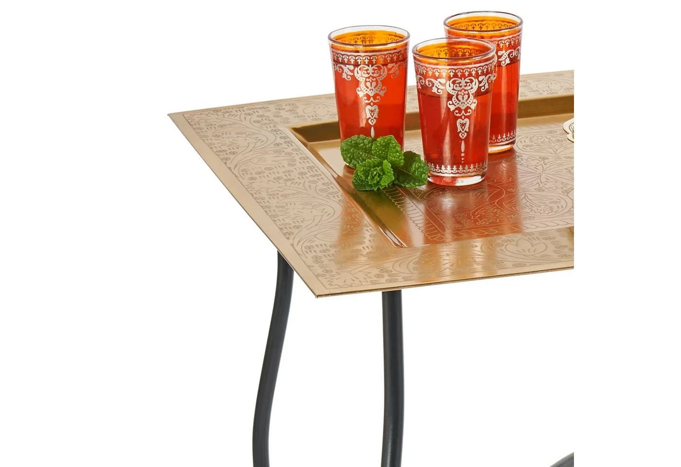 Marrakesch Orient & Mediterran Interior Beistelltisch Garten Klapptisch Metall Gold - Bild 4