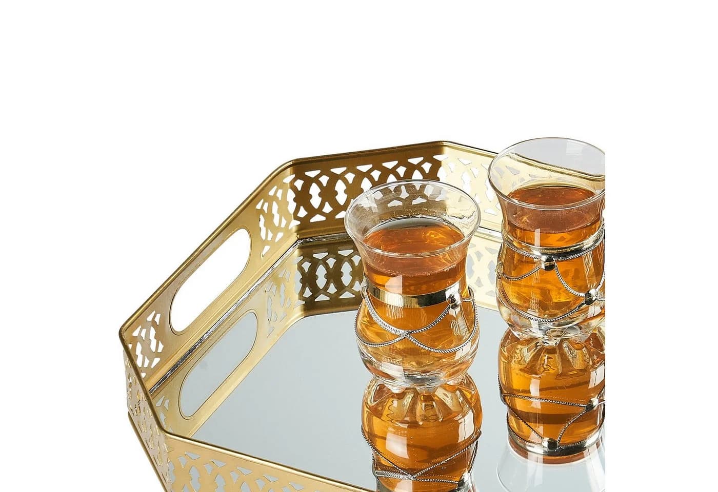 Marrakesch Orient & Mediterran Interior Dekotablett Agata Gold Handarbeit - Bild 4