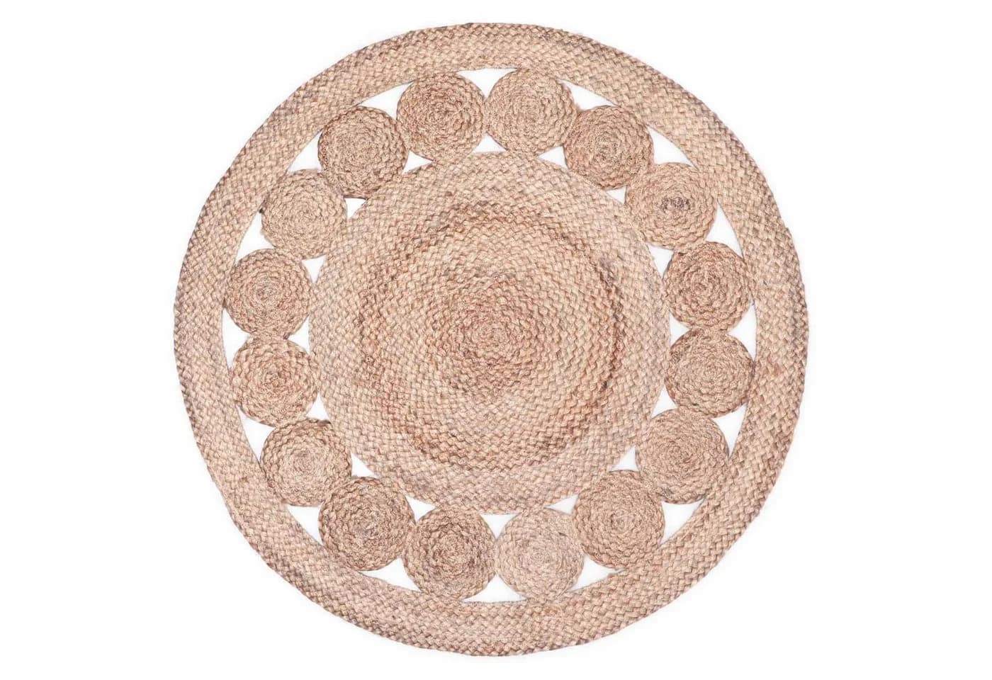 Marrakesch Jute Teppich Rund Jemina Natur Beige 90 cm Handarbeit - Bild 2
