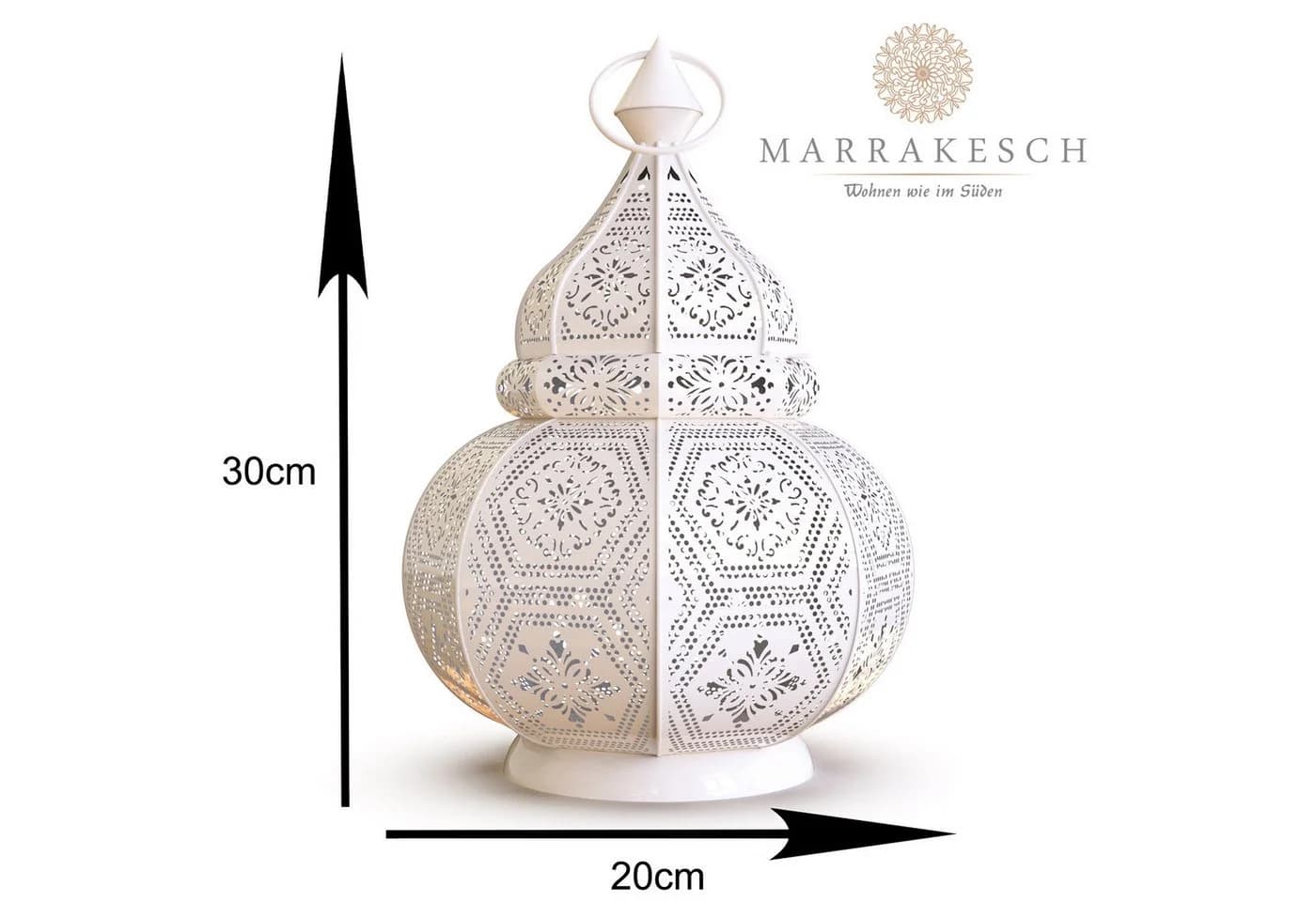 Marrakesch Orient & Mediterran Interior Teelichthalter Orientalische Laterne Dekoration Maha Weiss - Bild 3