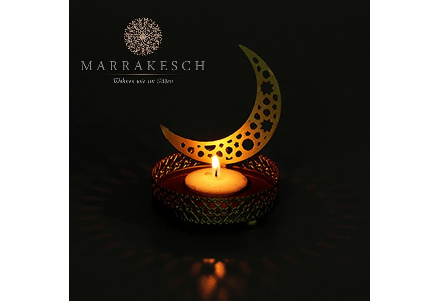 Marrakesch Orient & Mediterran Interior Teelichthalter Mond 8cm Gold Metall