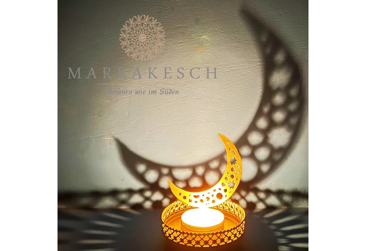 Marrakesch Orient & Mediterran Interior Teelichthalter Mond 8cm Gold Metall - Bild 3
