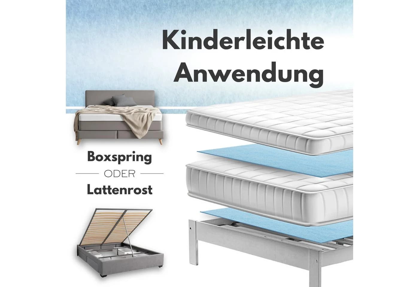 Topper Stopper Matratzenschoner Antirutsch Blau 180x200 cm - Bild 4