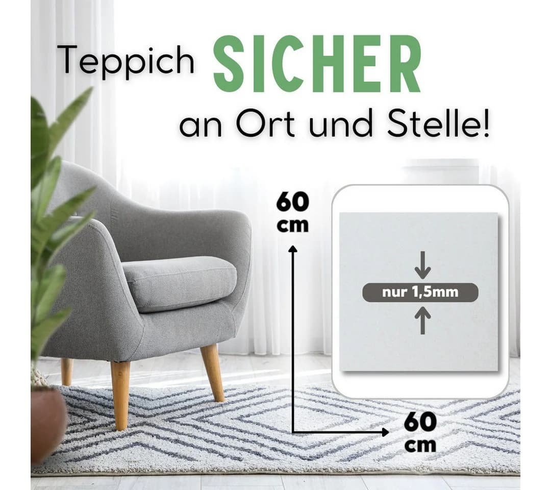 flex it Classic Slim Antirutsch Teppichunterlage - 1,5mm Dünn & Rutschfest