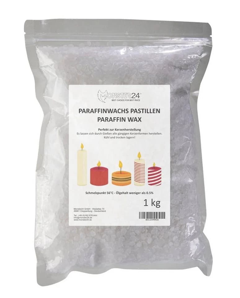 Monster24 Paraffinwachs Pastillen Weiß 1kg für Kerzenherstellung - Bild 2