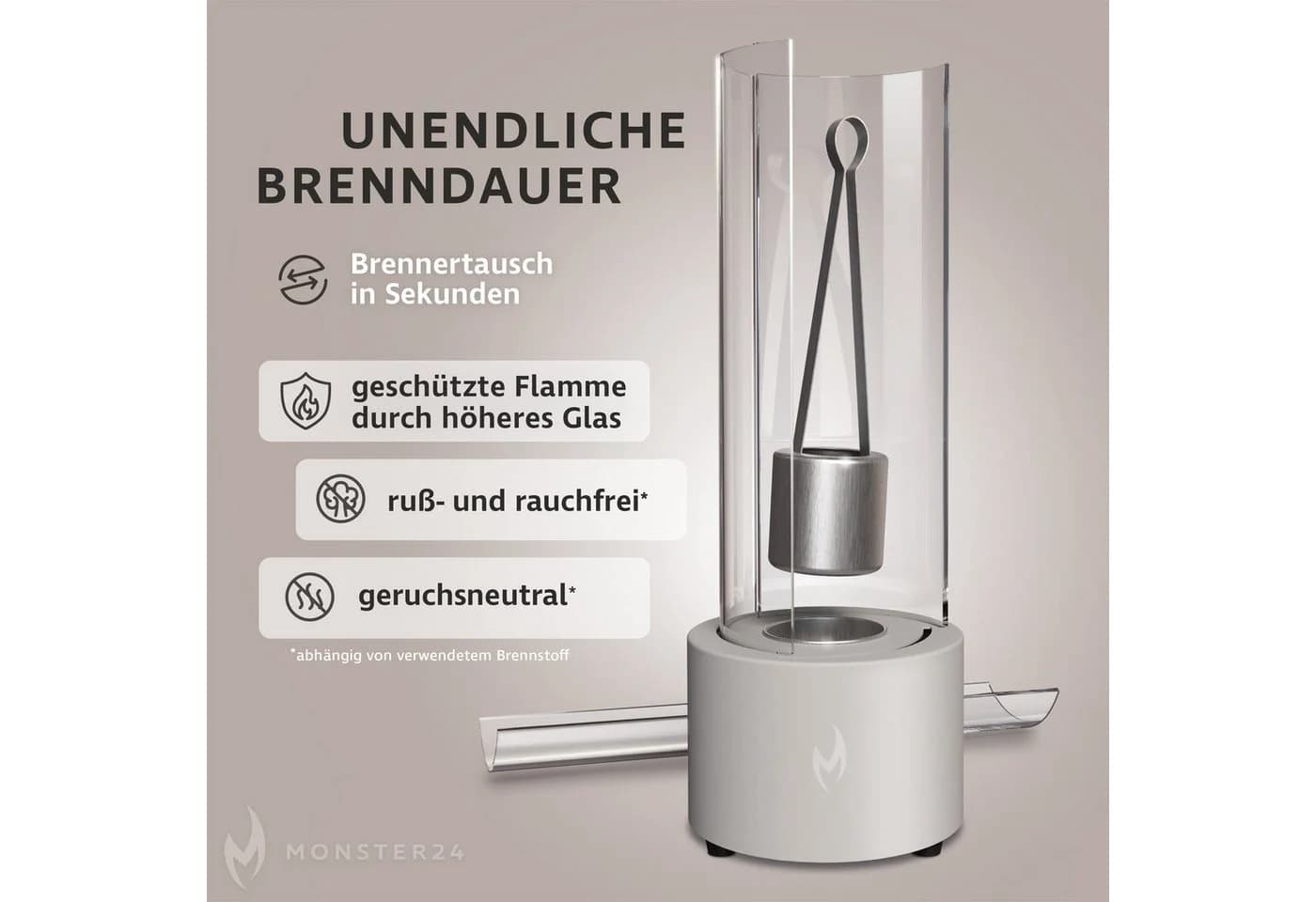 Monster24 Bio-Ethanol Tischkamin mit Tornado-Flamme Weiss - Bild 3