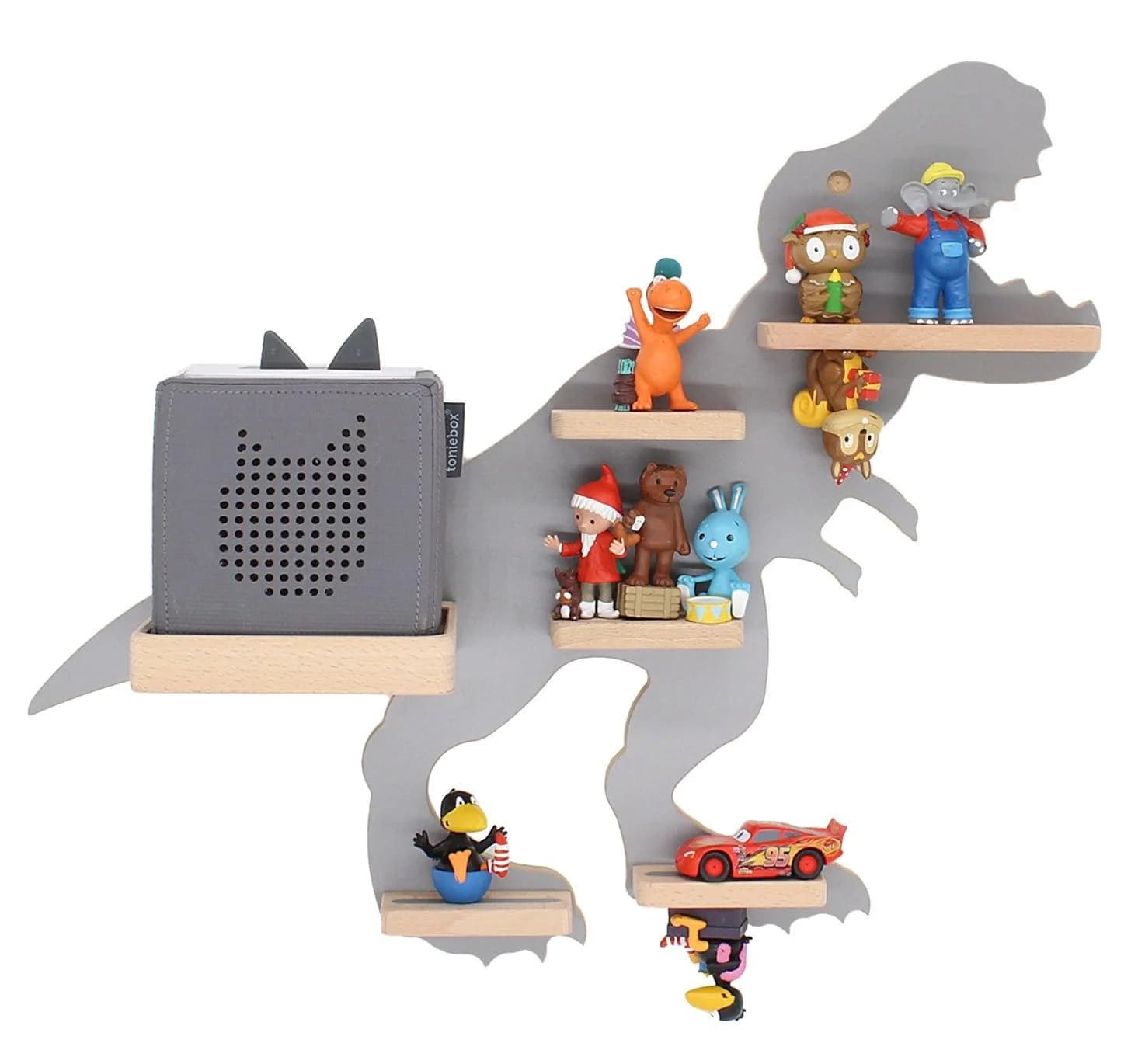 BOARTI Wandregal Dinosaurier Grau Kinderregal für Toniebox - Bild 3