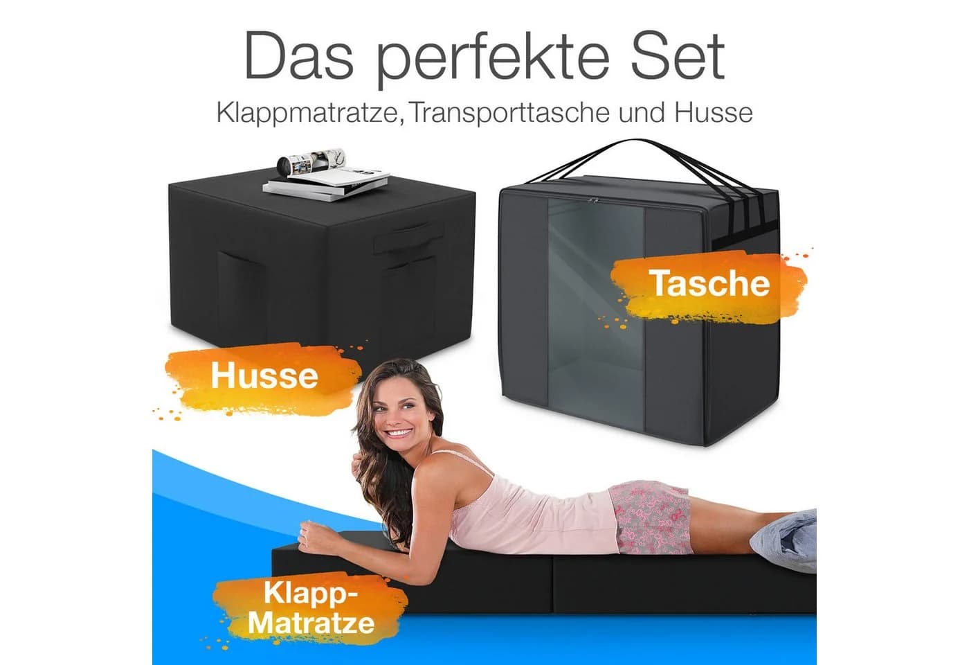 Netto-Online Klappmatratze Gästematratze Schwarz mit Husse & Tasche - Bild 2