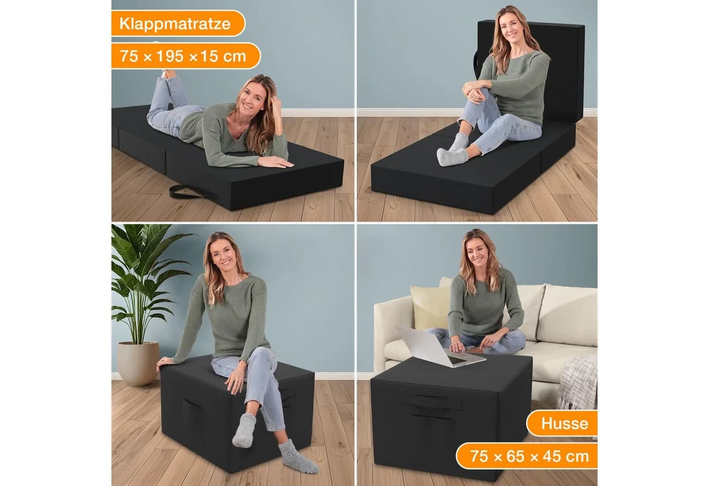 Netto-Online Klappmatratze Gästematratze Schwarz mit Husse & Tasche - Bild 5