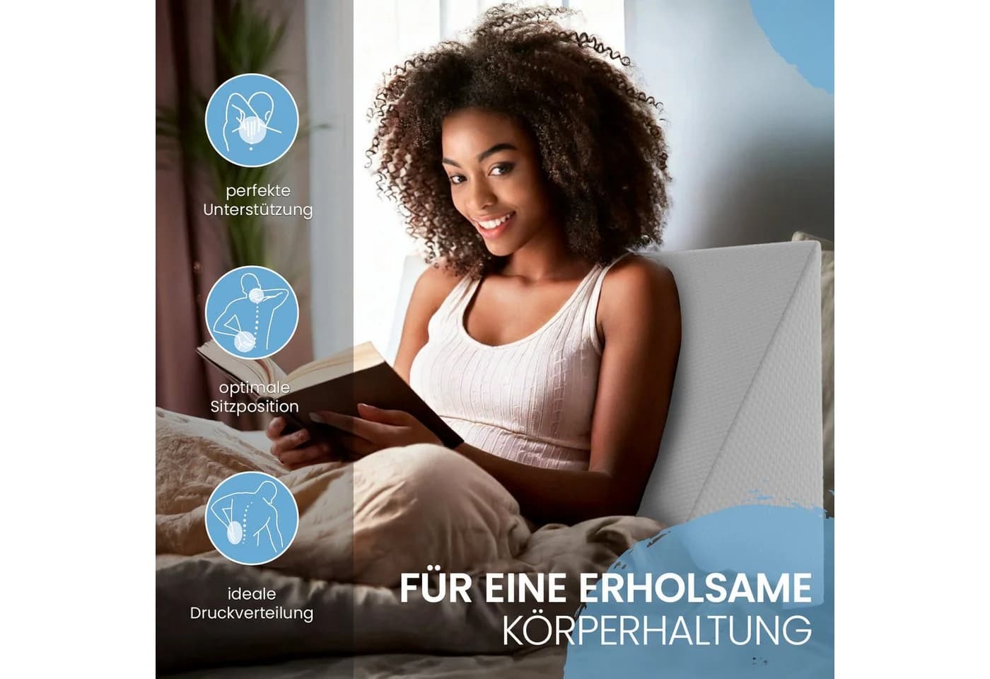 ELONEO Keilkissen Weiß Abnehmbarer Bezug Bett Sofa - Bild 2