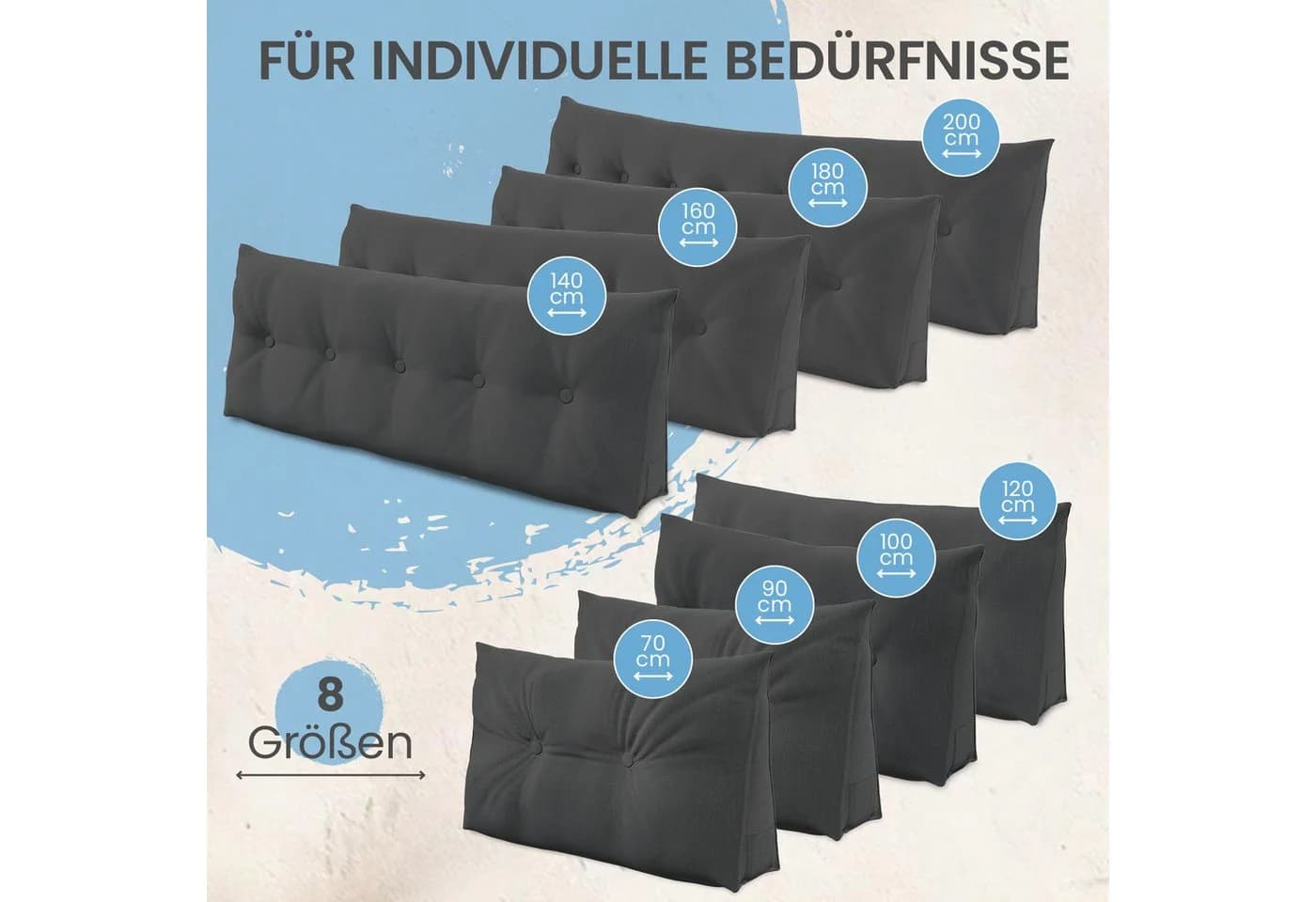 Bett- und Rückenstützkissen Anthrazit 70cm - Bild 4