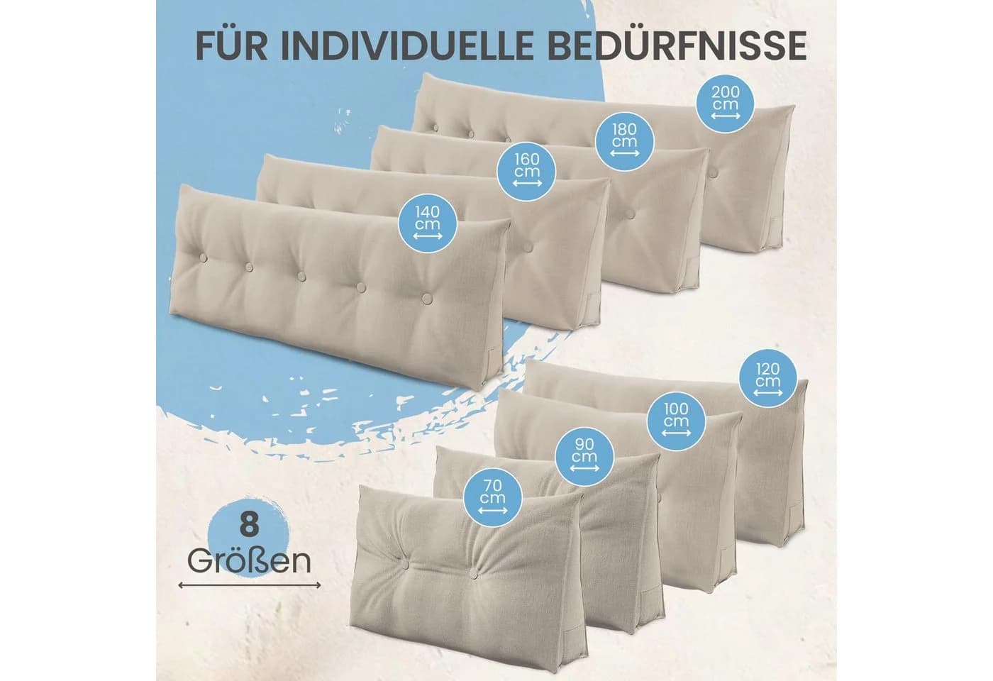 ELONEO Rückenkissen Keilkissen für Bett und Sofa, Lesekissen mit praktischem Seitenfach - Bild 4