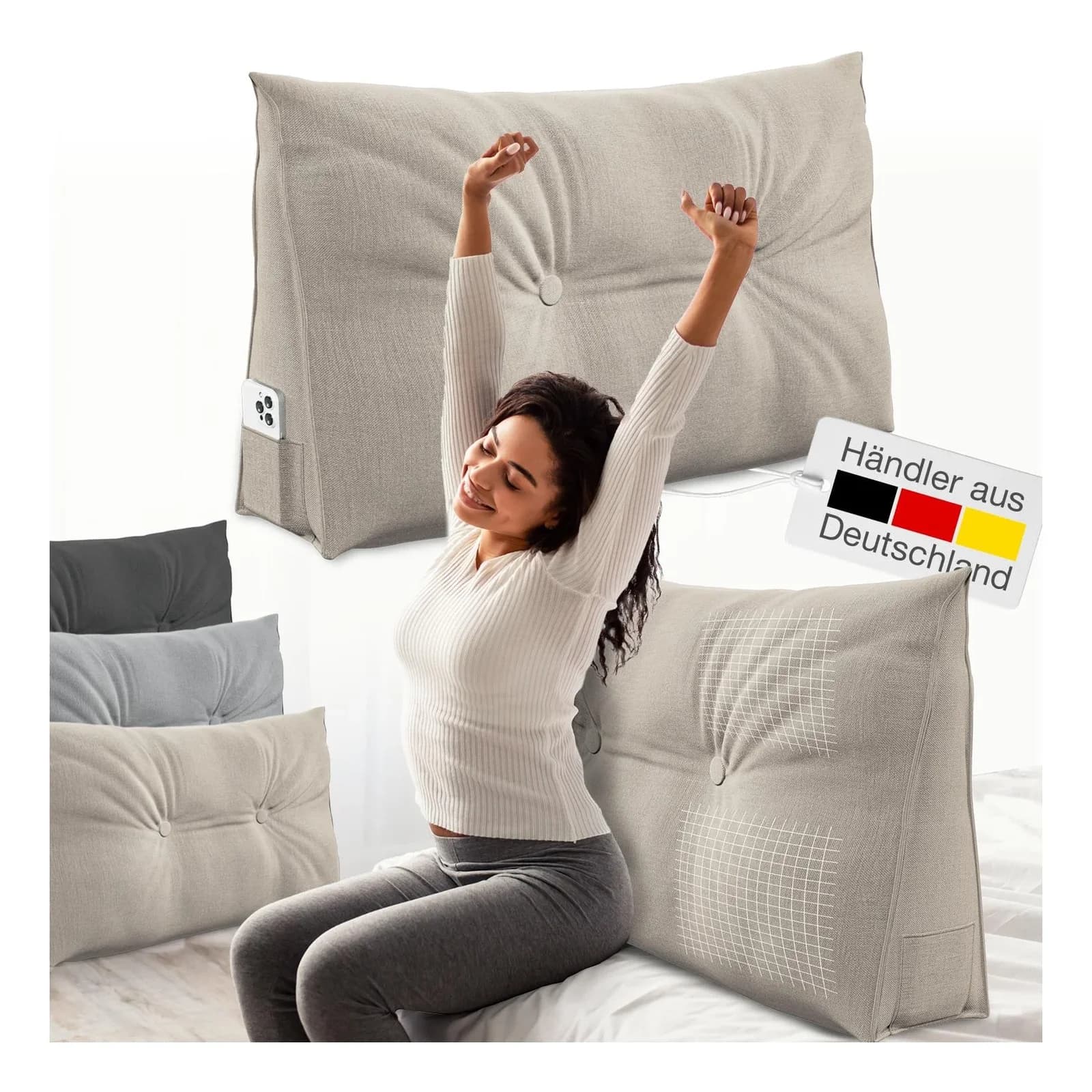 Bett- und Rückenstützkissen Sand 90cm