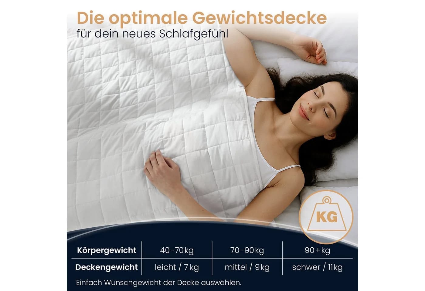 ELONEO Gewichtsdecke 135x200 cm 7 kg Baumwolle - Bild 2
