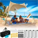 ELONEO Strandzelt Sonnensegel Creme UV-Schutz 50+ Bild 1