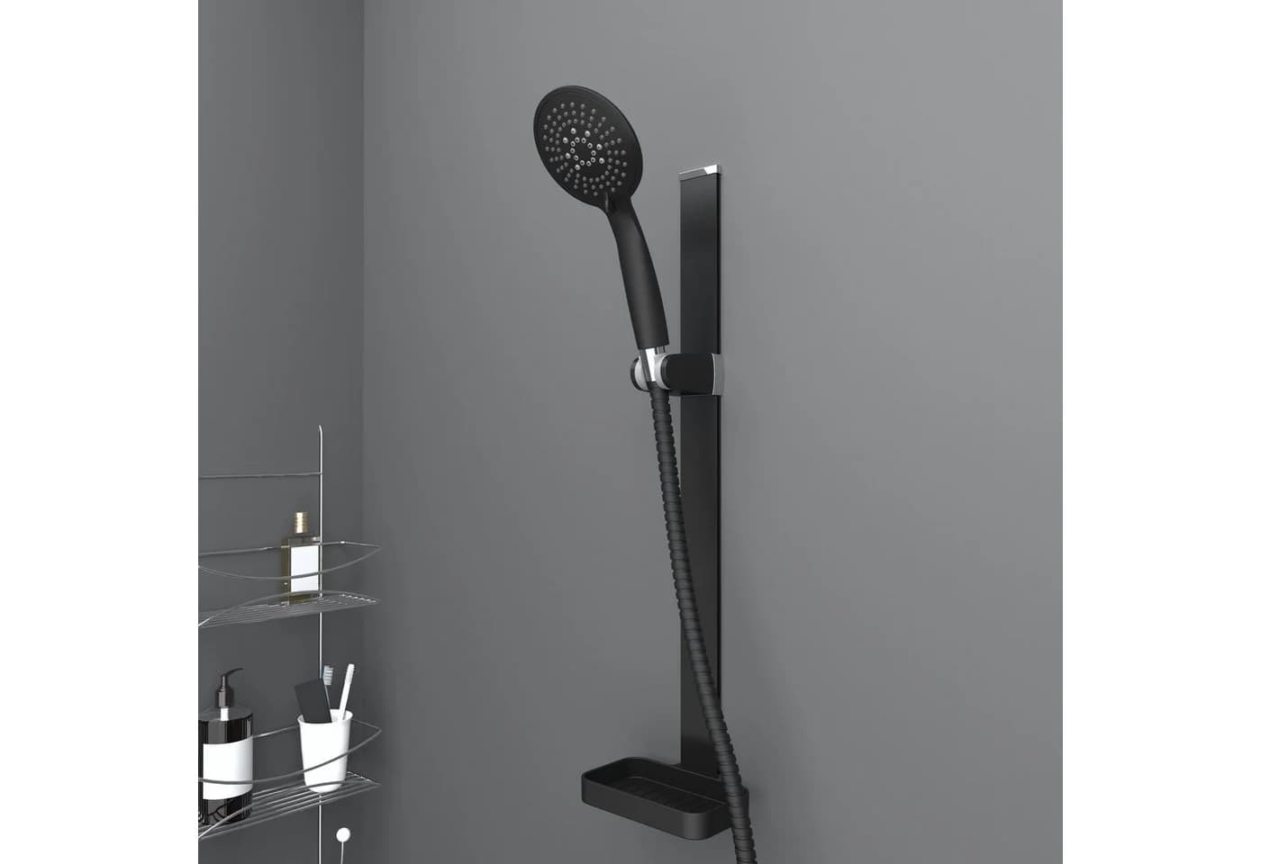 Euroshowers GmbH Duschstange mit Duschkopf Set Ohne Bohren 3M Kleber Schwarz - Bild 3