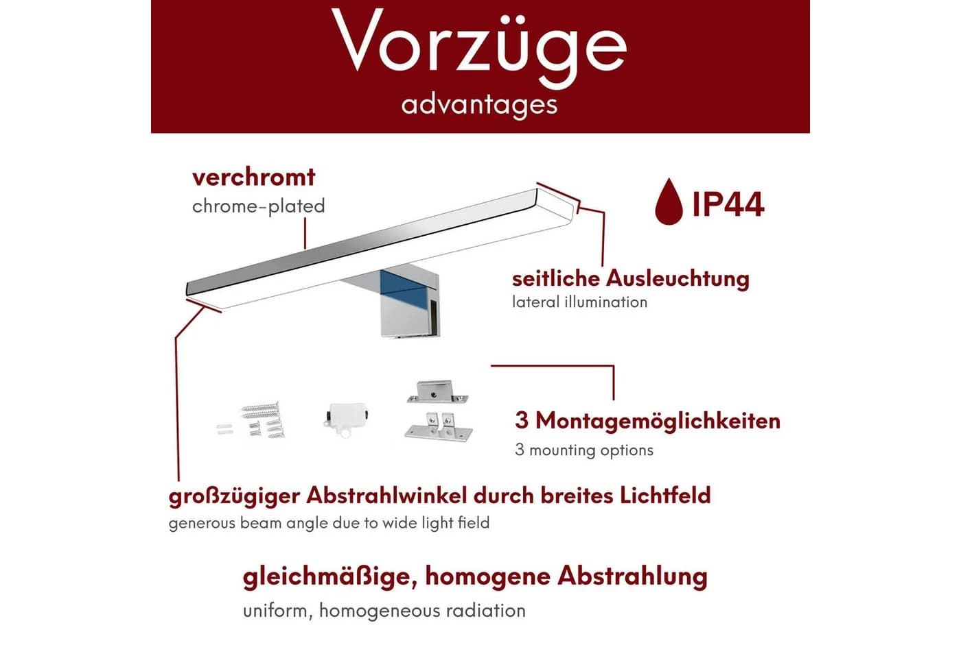 kalb LED Spiegelleuchte Aurinko Badleuchte chrom 300mm neutralweiß - Bild 4