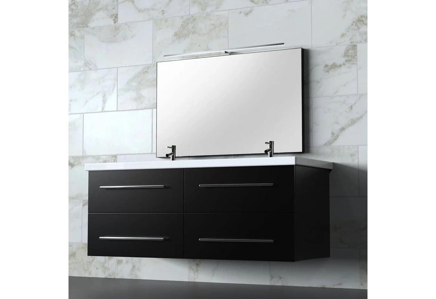 kalb LED Spiegelleuchte 100cm Badleuchte Schwarz Neutralweiß