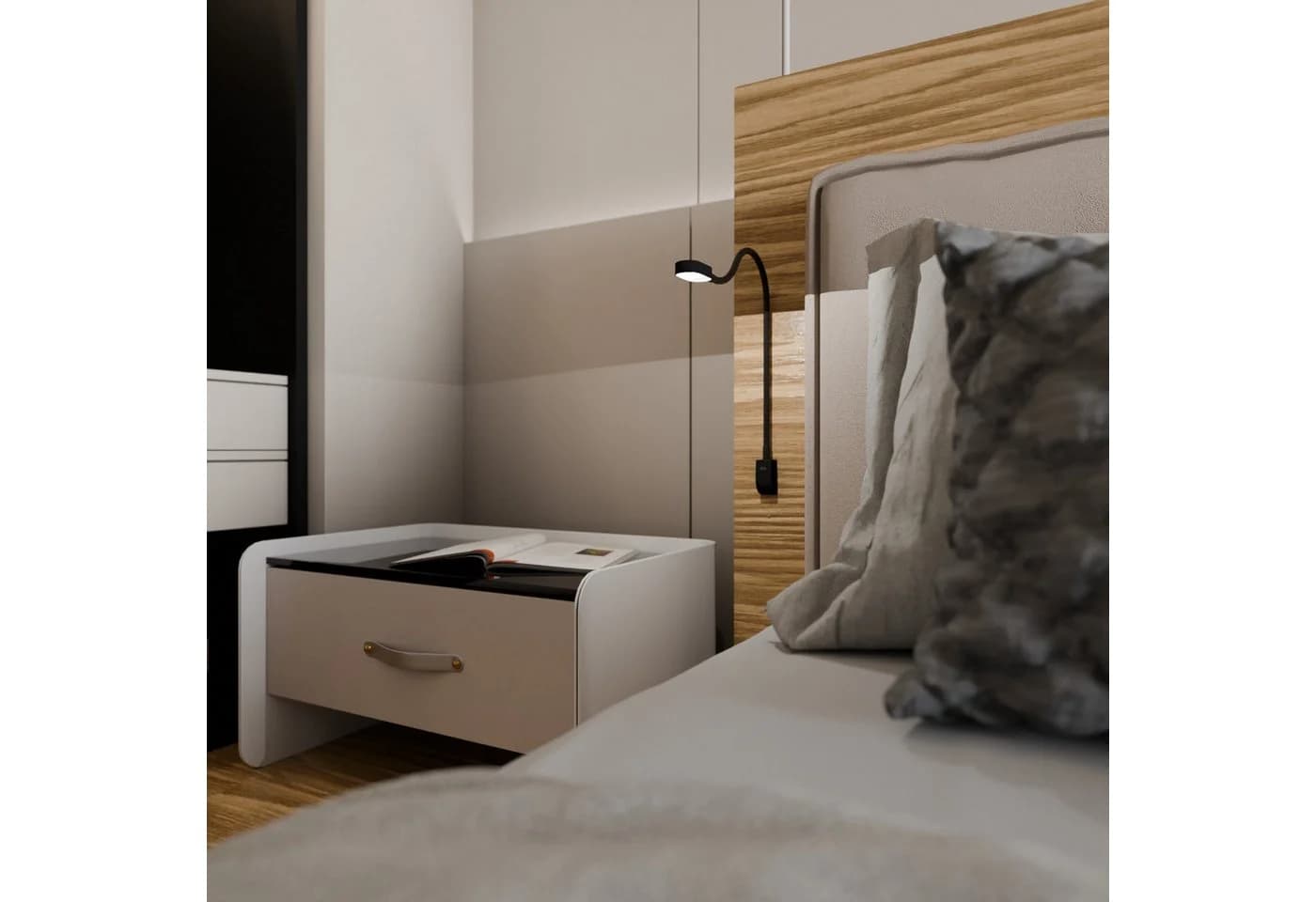 kalb Ilios LED-Bettleuchte USB-C Dimmbar Wandmontage Schwarz/Weiß