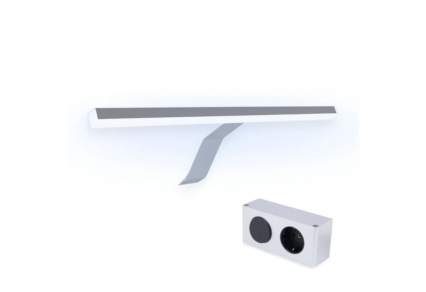 kalb LED-Spiegelleuchte Lancea 34cm Steckdose & Schalter silbergrau - Bild 2