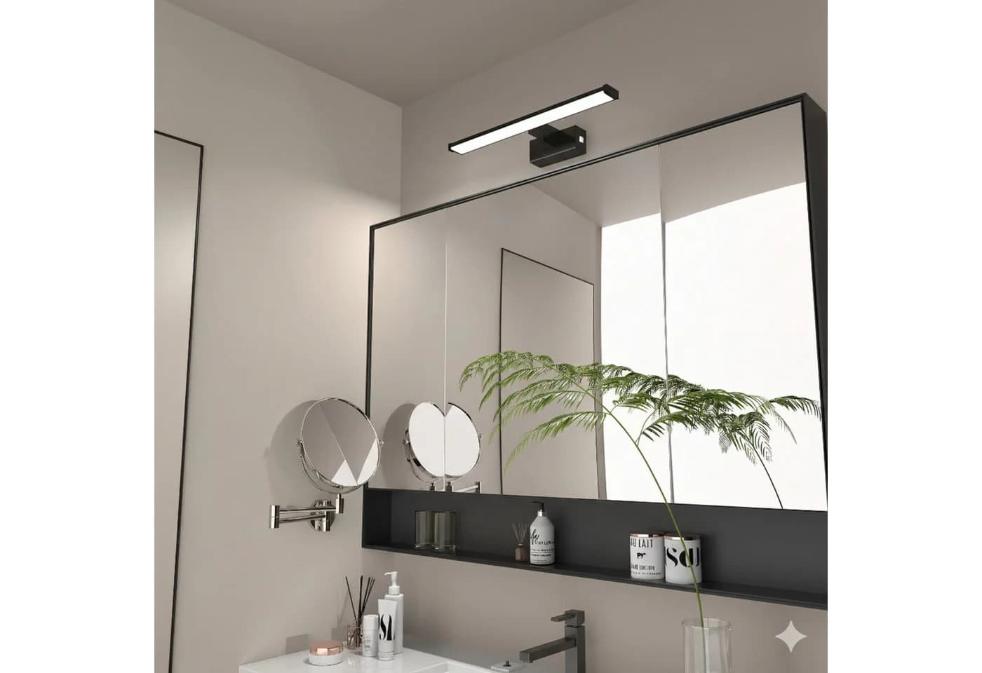 kalb LED Spiegelleuchte 50cm Schwarz mit integriertem Netzschalter - Bild 3
