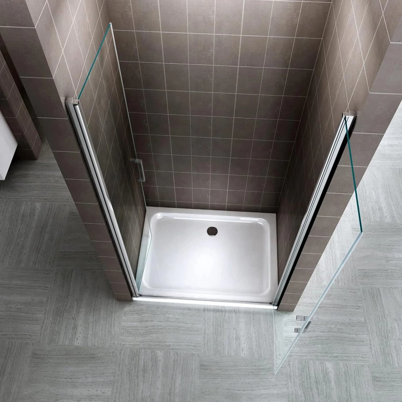 i-flair Dusch-Doppelflügeltür Lara ESG Glas Pendeltüren Silber - Bild 4