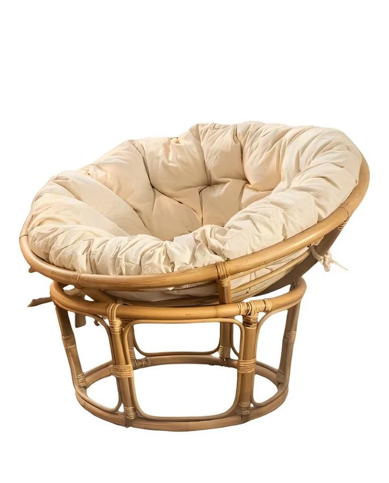 Dekoleidenschaft Papasansessel Rattan Beige mit Baumwollkissen - Bild 2